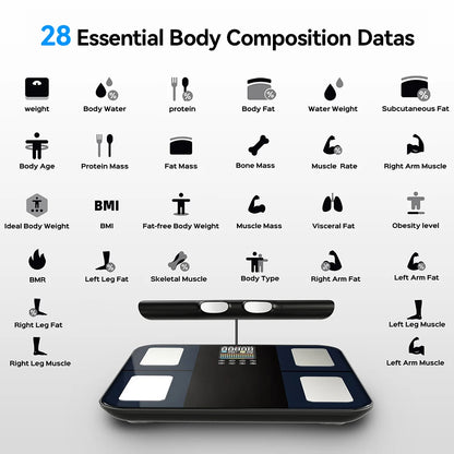 Smart Body Composition Scale | 8-Electrode Digital Body Fat Scale with BMI, Muscle Mass, App Tracking & Handle