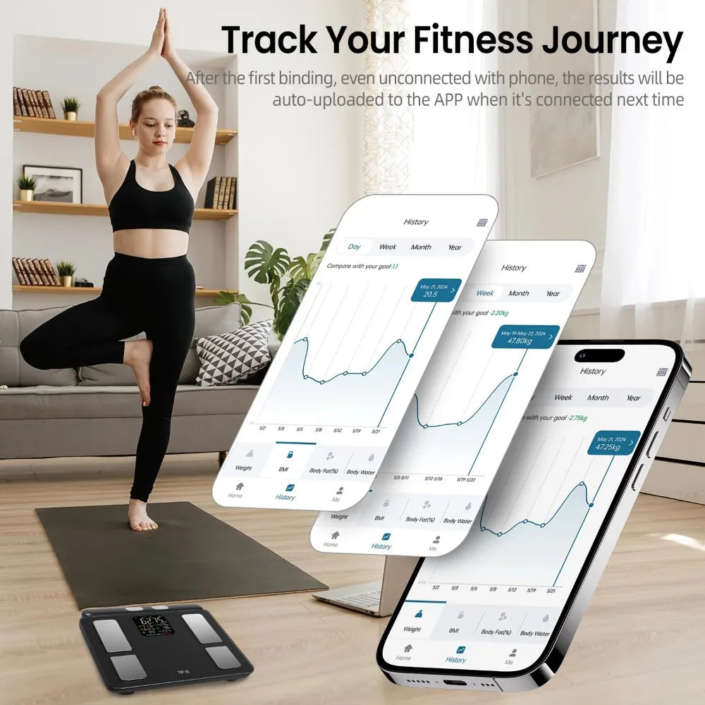 8-Electrode Smart Body Composition Scale with Retractable Handle | Dual-Frequency Segmental BIA, Color Display, App Sync & 400 lb Capacity