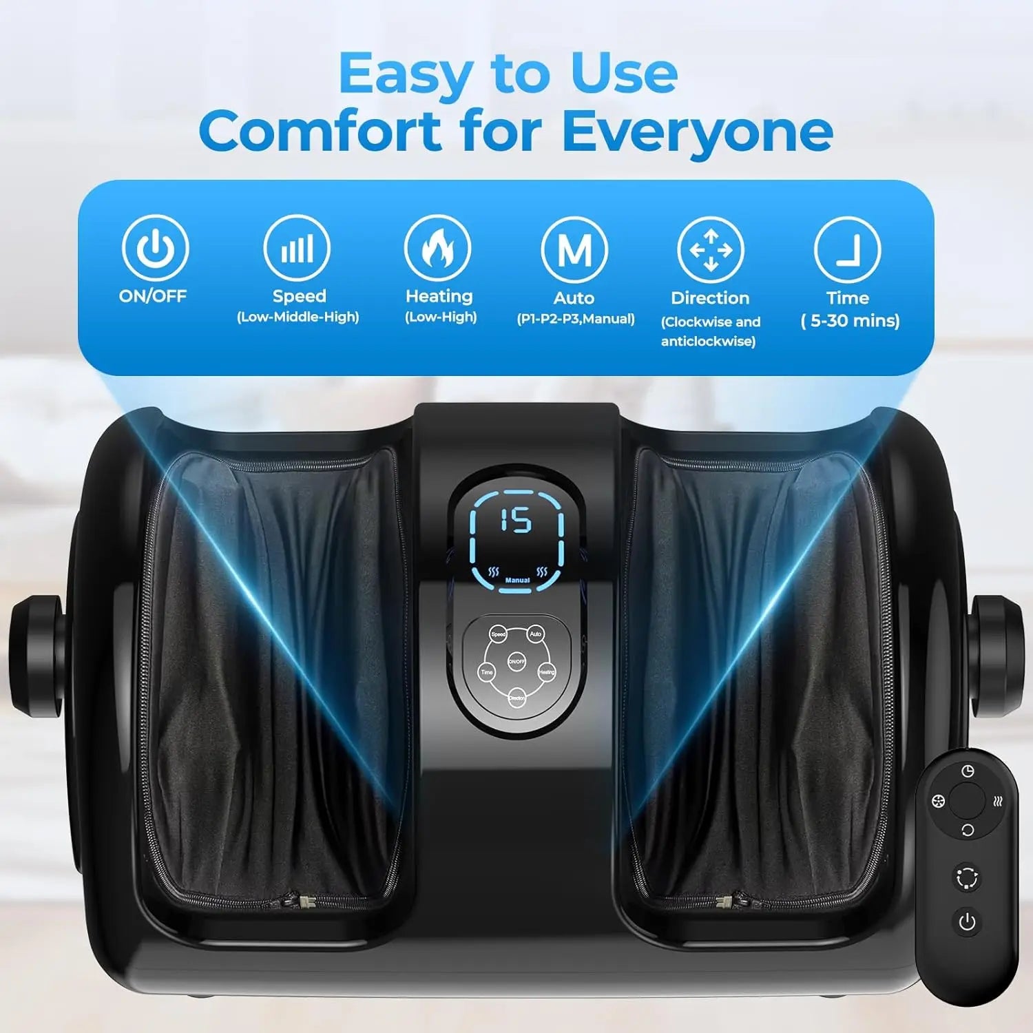 Premium Foot and Calf Massager with Heat | Shiatsu Kneading Leg Massage Machine with Vibration, Rollers & Washable Covers