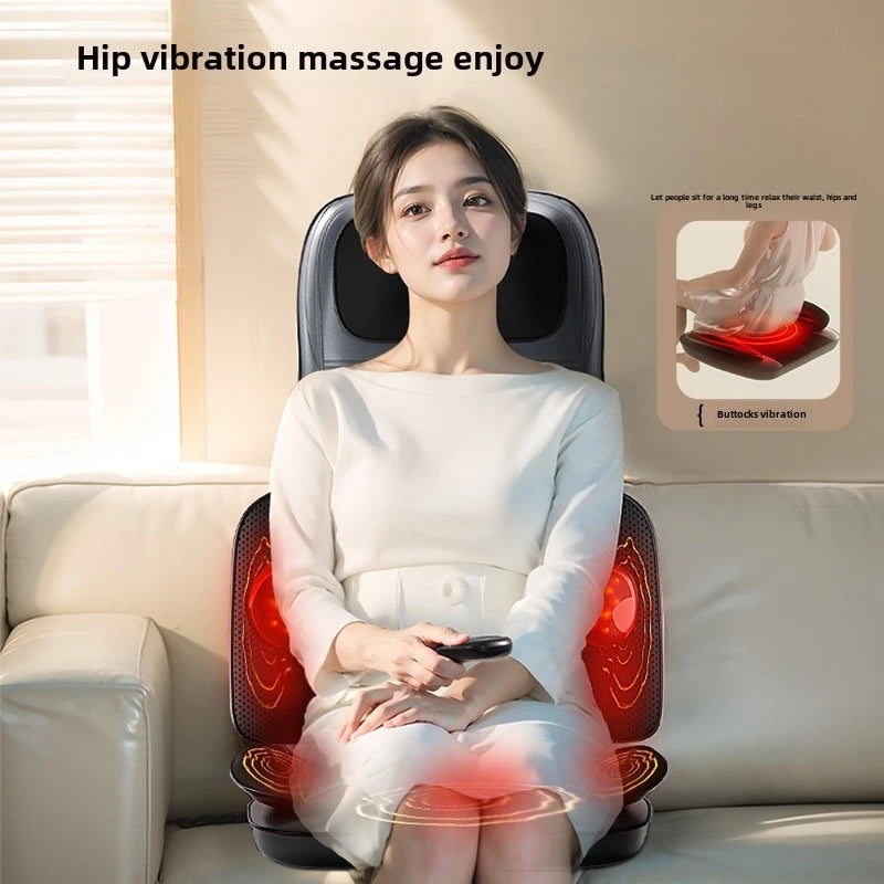 Massage Seat Cushion with Heat | Full Body Vibration Chair Massager for Back, Waist, Thighs, Office & Car