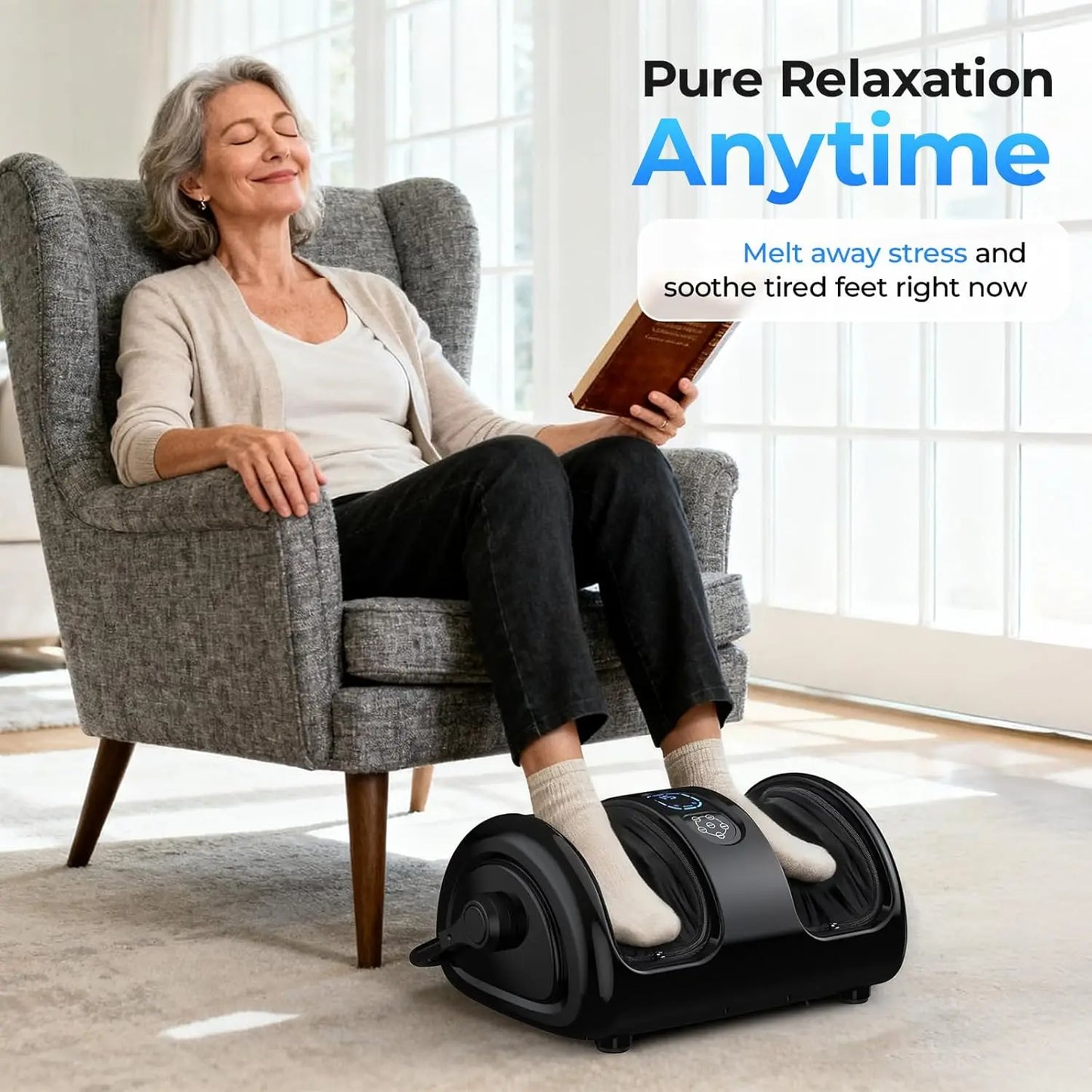 Premium Foot and Calf Massager with Heat | Shiatsu Kneading Leg Massage Machine with Vibration, Rollers & Washable Covers
