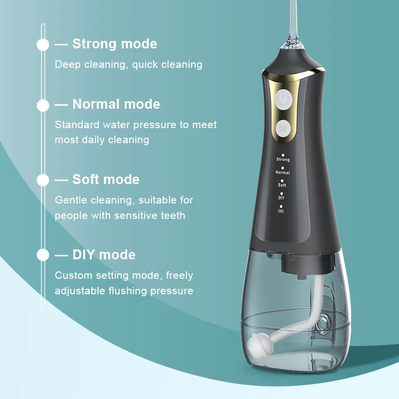 Cordless Water Flosser with 300 ml Tank and 4 Modes