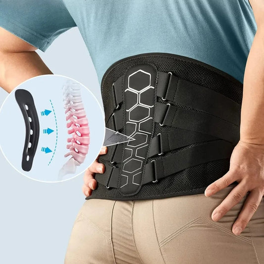 Lumbar Support Back Brace with Adjustable Compression | Breathable Lower Back Belt with Support Stays for Work and Lifting