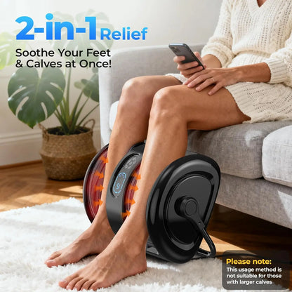 Premium Foot and Calf Massager with Heat | Shiatsu Kneading Leg Massage Machine with Vibration, Rollers & Washable Covers