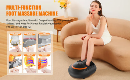 Shiatsu Foot Massager with Heat and Air Compression | 4 Modes, 5 Intensities, Vibration, LCD Display & Remote