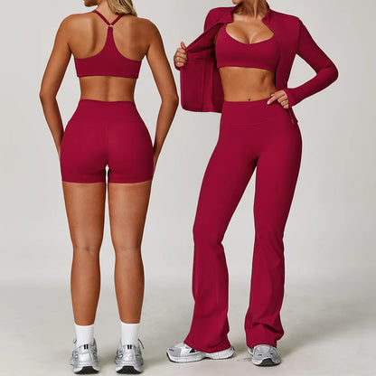 Seamless Yoga Set for Women | Long Sleeve Sports Bra and Leggings Workout Set with Breathable Stretch Fabric