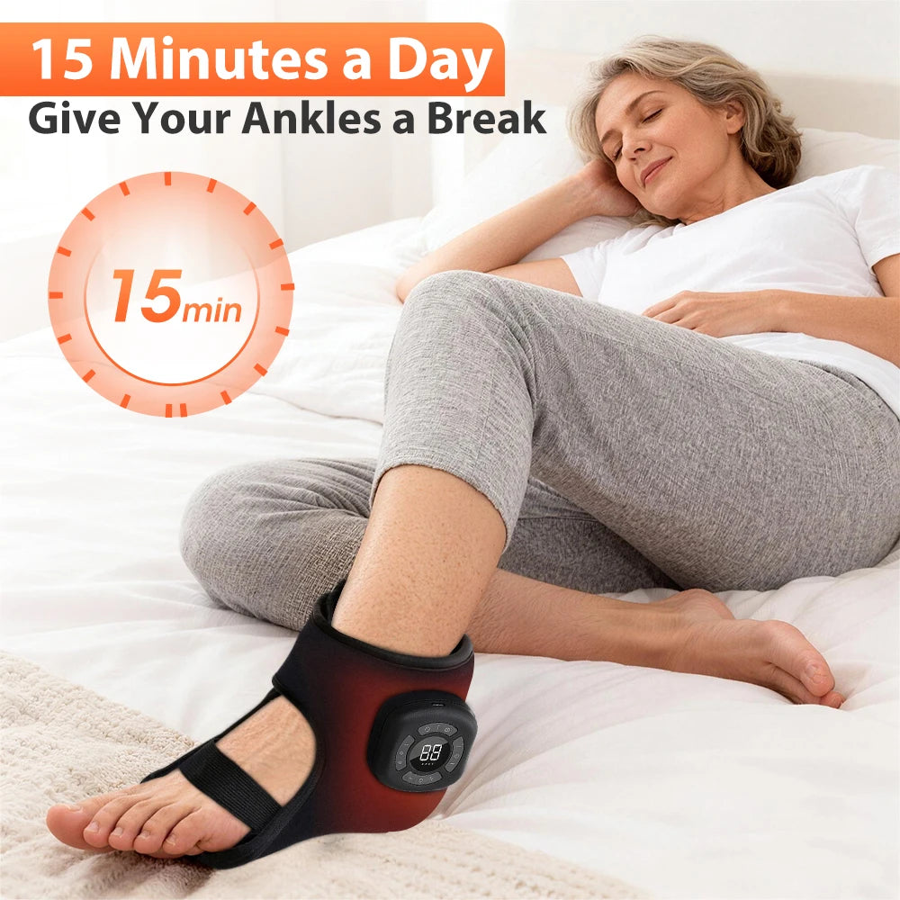 Ankle Massager with Air Compression and Heat | Rechargeable Foot and Ankle Wrap with 3 Modes, 5 Intensities & Optional Vibration