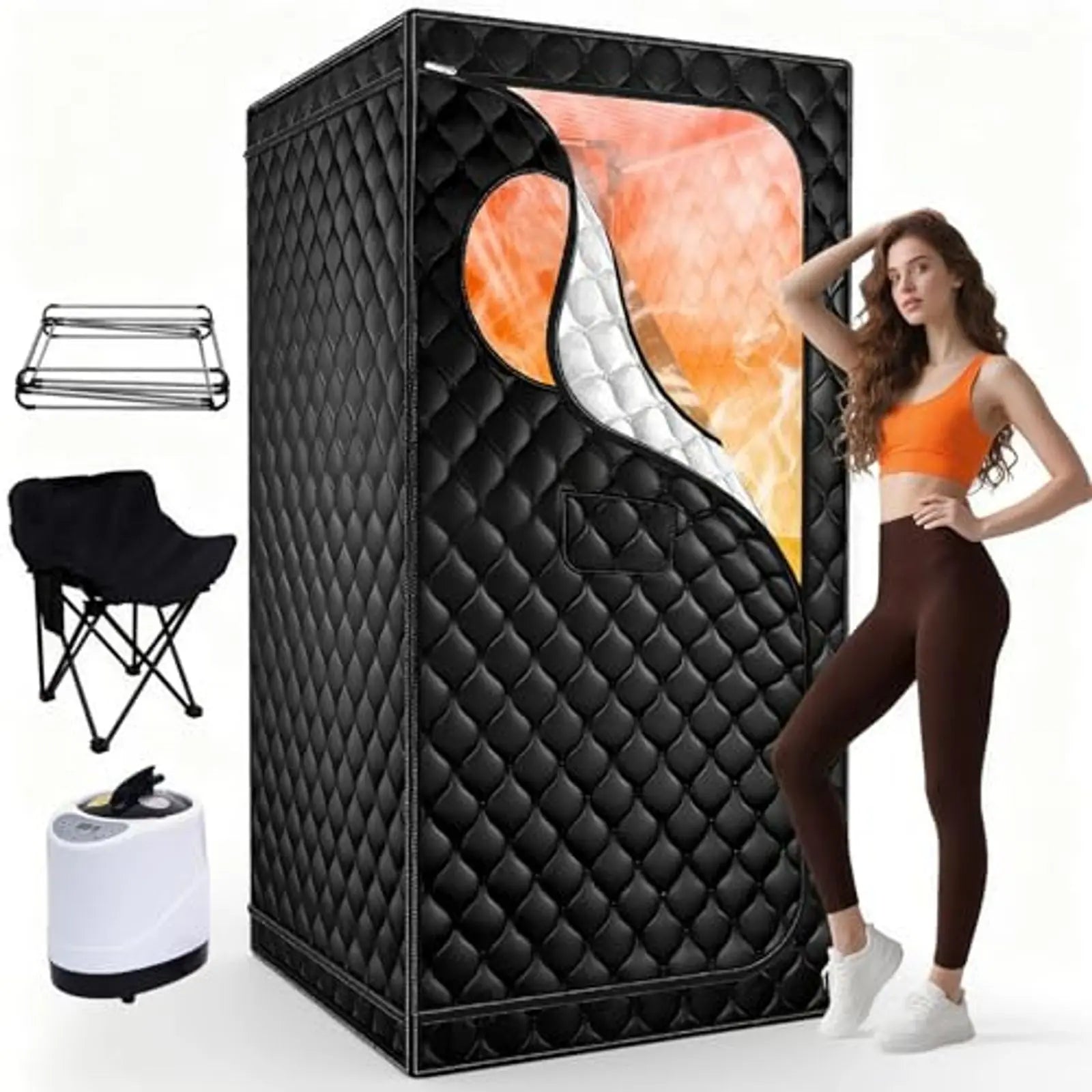 Portable Steam Sauna Tent | Full Size Home Sauna with 3L 1300W Steam Generator, Chair, Timer & 9 Heat Levels