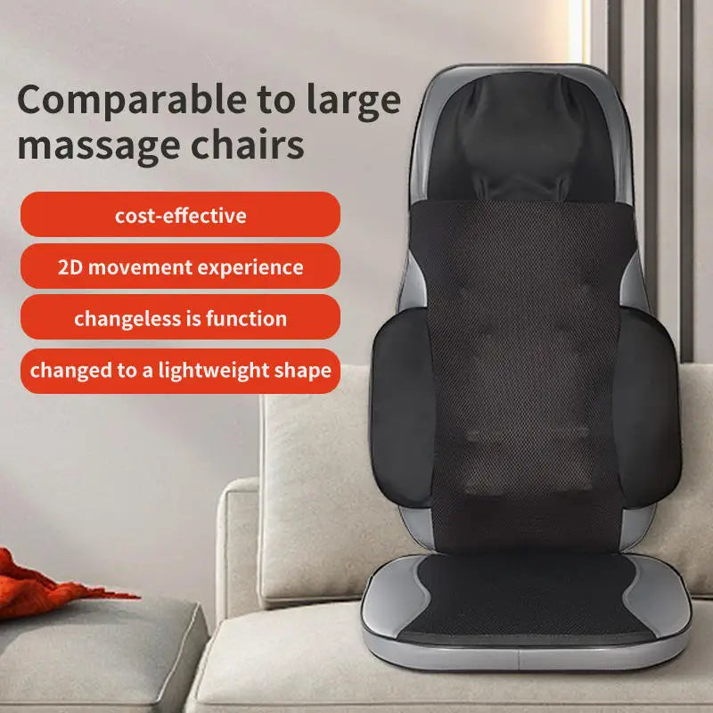 Massage Chair Cushion with Heat | 8D Kneading Neck and Back Massager with Vibration, Lumbar Compression & Remote