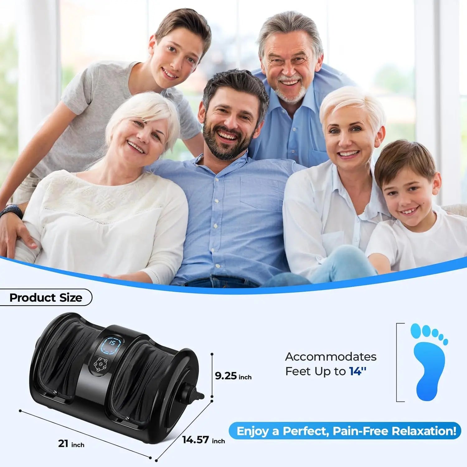 Premium Foot and Calf Massager with Heat | Shiatsu Kneading Leg Massage Machine with Vibration, Rollers & Washable Covers