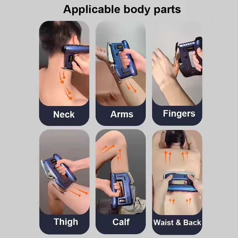 Gua Sha Fascia Scraping Tool | EMS Microcurrent Massager with Heat, Red Light & 5 Massage Blades