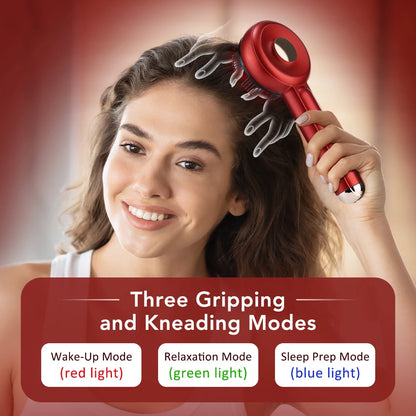 Red Light Scalp Massager Comb with 660nm LED | 3 EMS Intensities, Red Green Blue Modes, 6ml Oil Applicator & USB-C