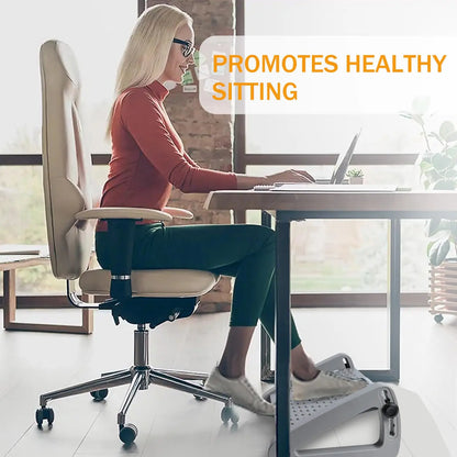 Adjustable Under Desk Foot Rest with Massage Rollers | 6 Height Levels, Tilting Platform & Non-Slip Office Foot Stool