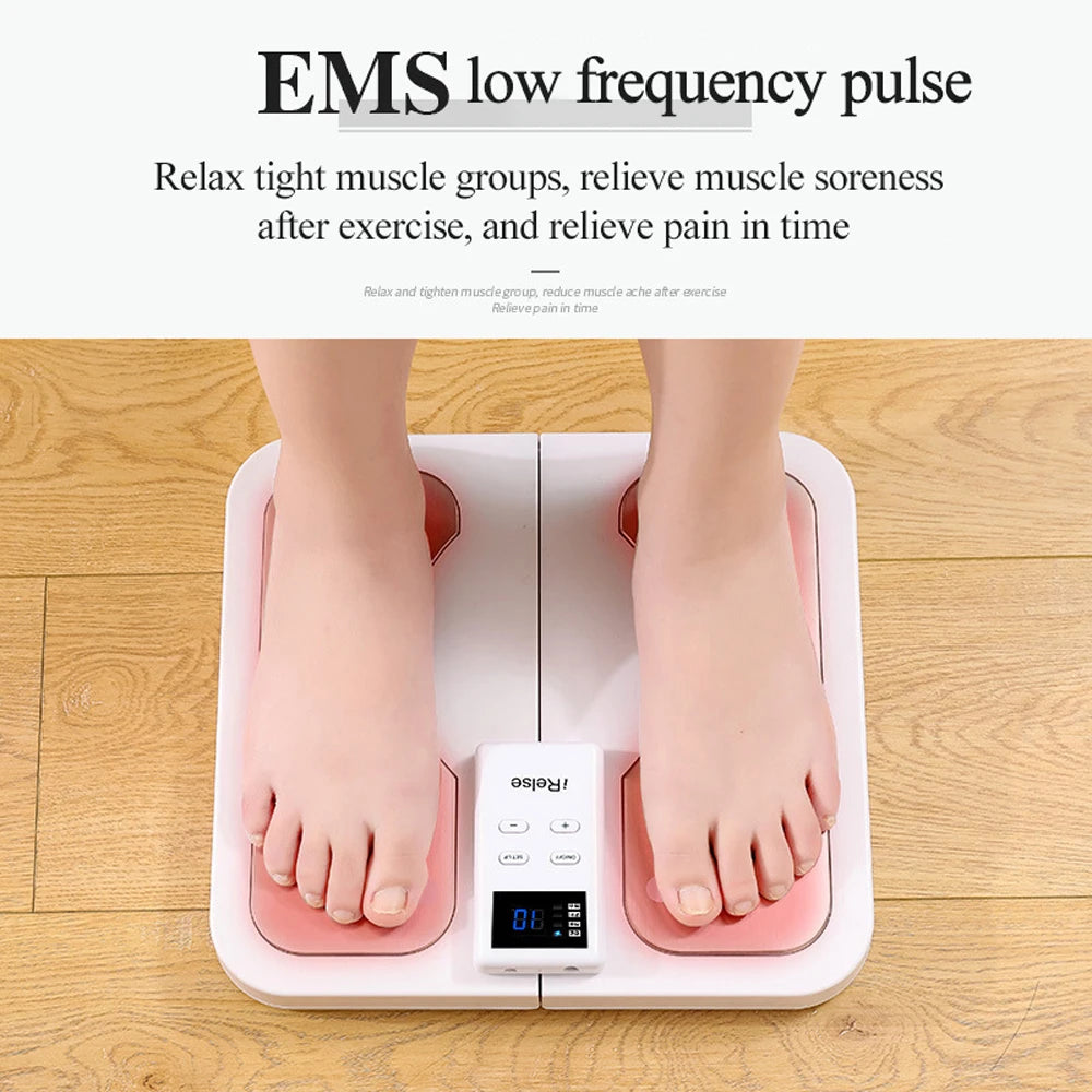 EMS and TENS Foot Massager Mat with Heat | 3 Heat Levels, Adjustable Intensity, LCD Control & Foldable Design