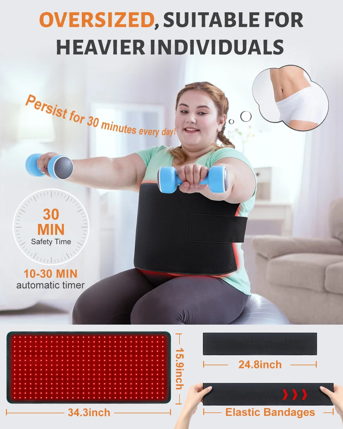 Red Light Therapy Pad | 406 LED 660nm 850nm Infrared Light Therapy Mat for Back, Waist & Body