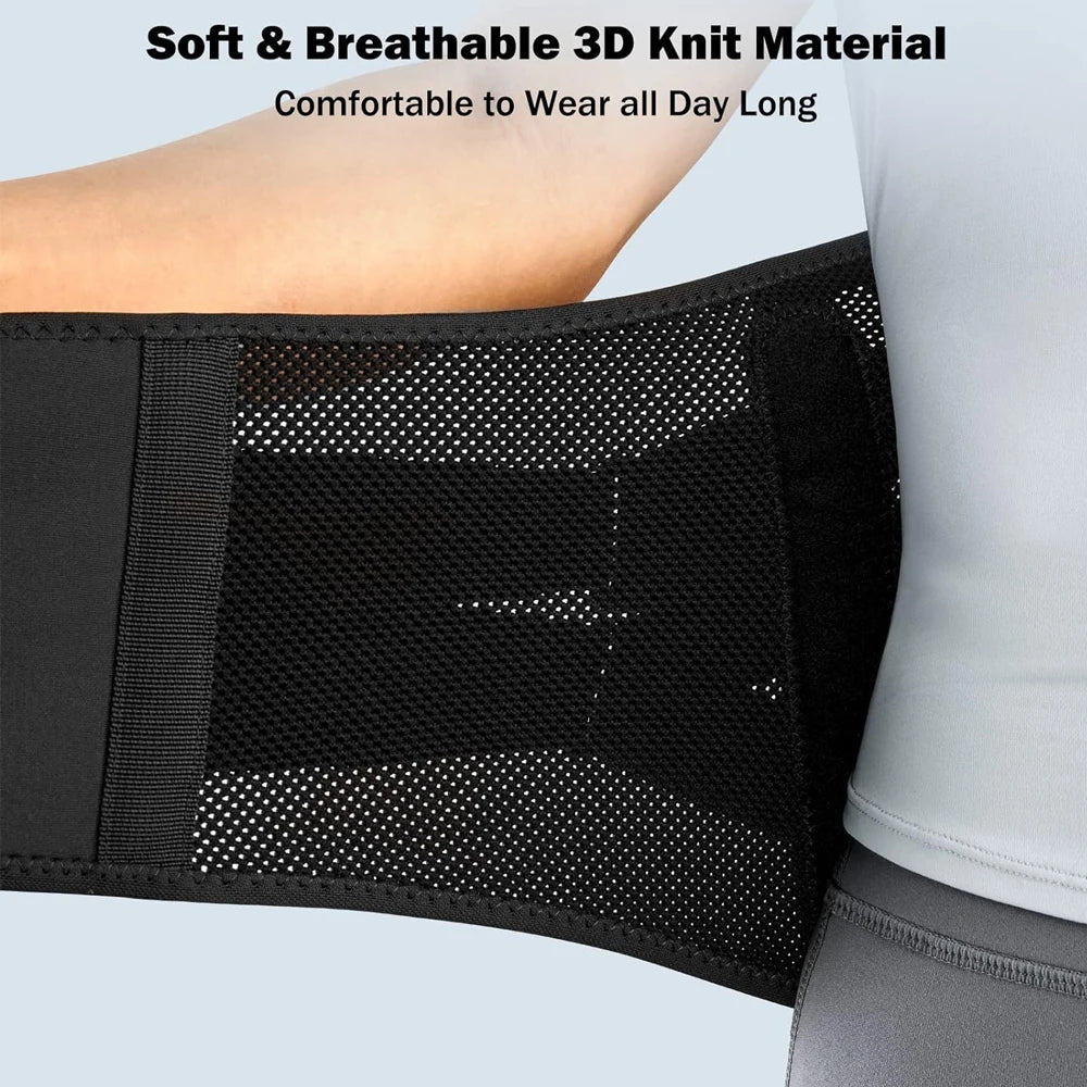 Lumbar Support Back Brace with Adjustable Compression | Breathable Lower Back Belt with Support Stays for Work and Lifting