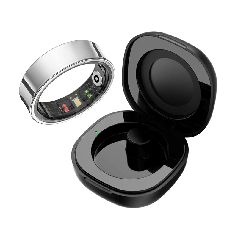 Smart Health Ring | Heart Rate & SpO₂ | Skin Temp | Sleep & Fitness Tracker | Waterproof Silver