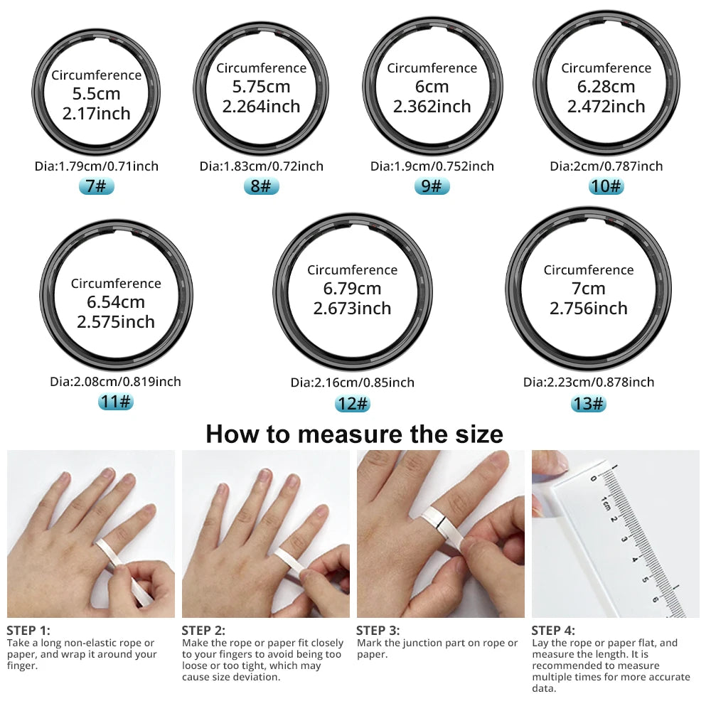 Smart Fitness Ring with OLED Display | Heart Rate, SpO₂, Sleep, Stress & Activity Tracking, 5ATM Waterproof and Wireless Charging