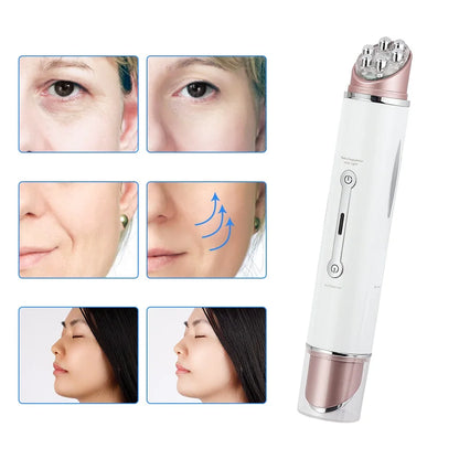 EMS LED Eye and Face Massager with 43°C Heat | Red Blue Yellow Light Modes, Vibration & USB Rechargeable Design