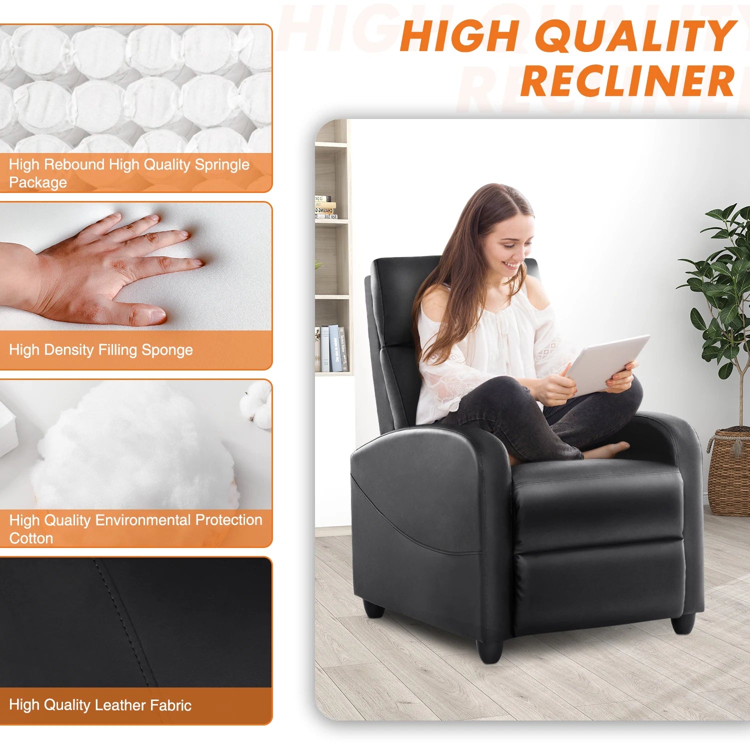 Massage Recliner Chair with 2-Point Lumbar Massage | 8 Modes, 3 Intensities, 90°–160° Recline, Footrest & 275 lb Capacity