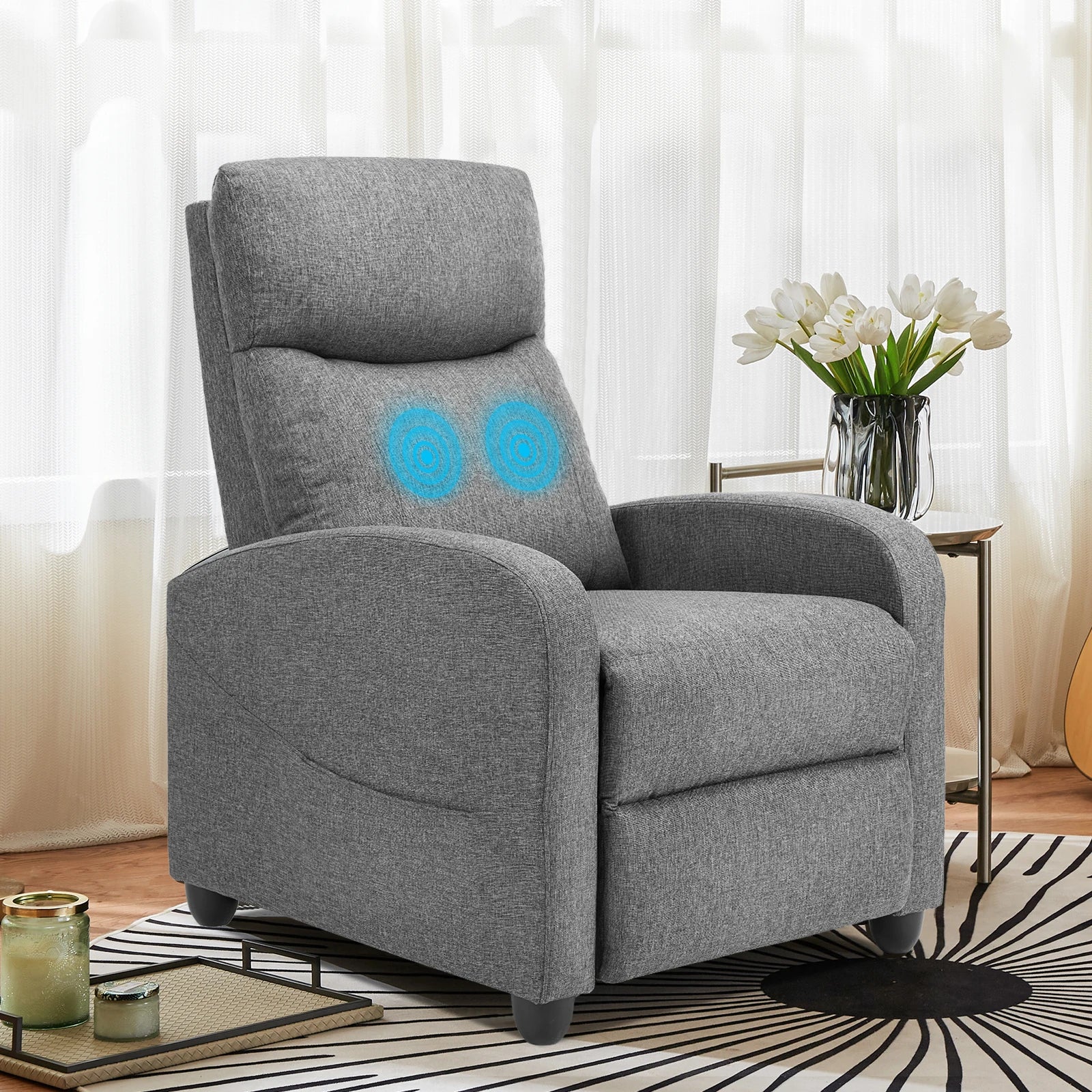Massage Recliner Chair with 2-Point Lumbar Massage | 8 Modes, 3 Intensities, 90°–160° Recline, Footrest & 275 lb Capacity