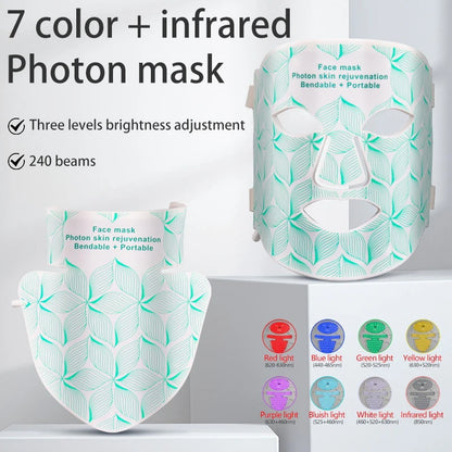 LED Face Mask with Neck Light Therapy | 8-Color Red Light Therapy Mask for Skin Firming, Wrinkles & Acne Care