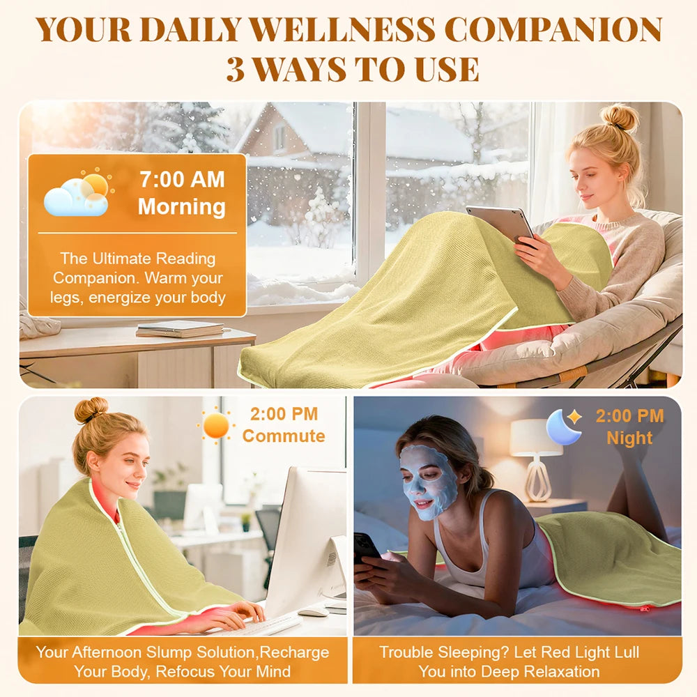 Red Light Therapy Blanket | Full Body Infrared Heating Blanket for At-Home Light Therapy & Relaxation