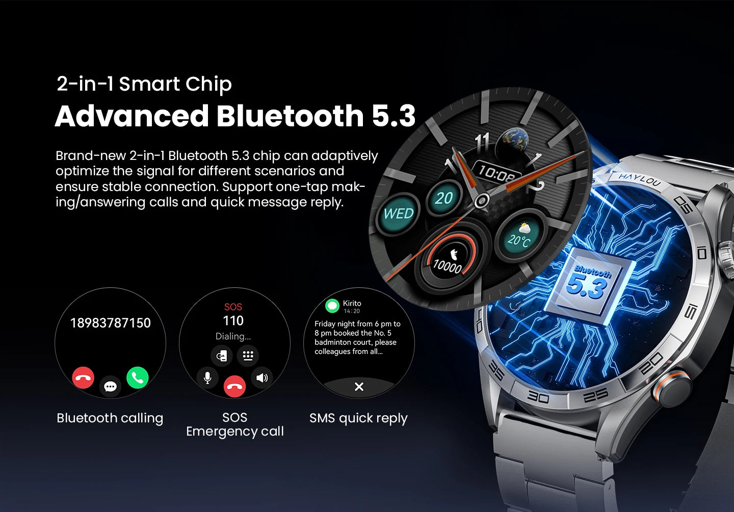 Solar 5 Smartwatch | 1.58" AMOLED Display, Bluetooth Calls, 100+ Sports Modes & 24H Health Monitoring