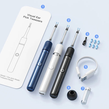 Ear Wax Removal Tool with 12MP Camera | Wi-Fi Ear Cleaner and LED Otoscope for iPhone and Android with Ear Picks Blue