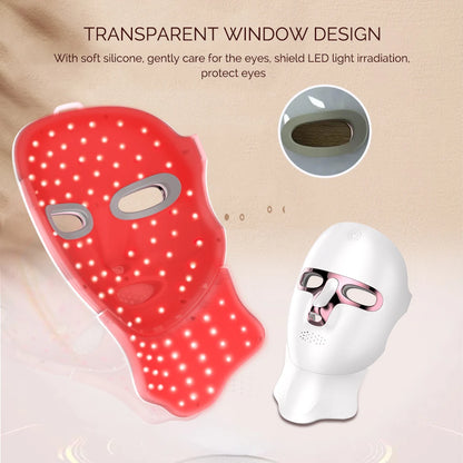 LED Face Mask with Neck Light Therapy | 7-Color Wireless Red Light Therapy Mask with 120 LEDs for Wrinkles & Acne Care