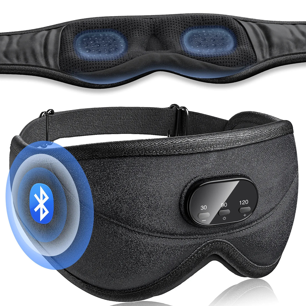 Bluetooth Sleep Mask with Headphones and Contoured Fit