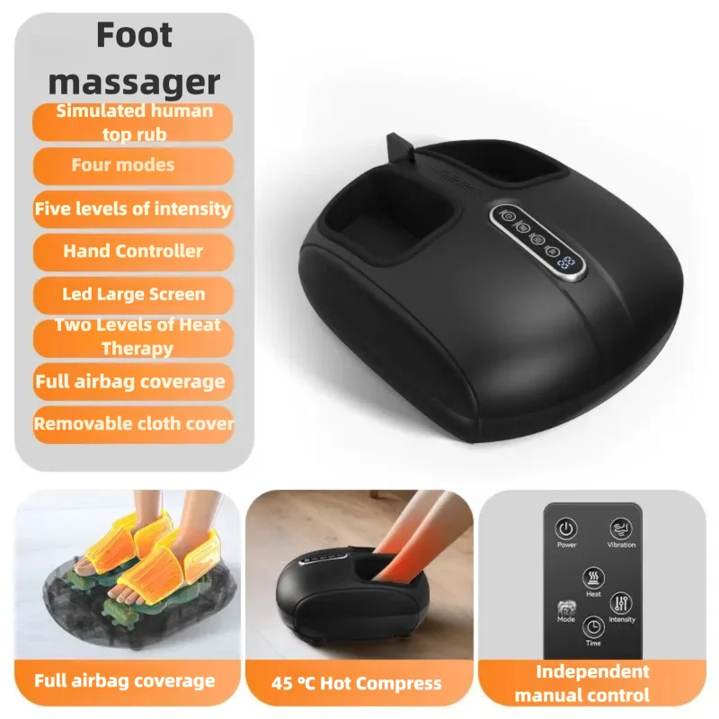 Foot Massager Machine with Heat and Air Compression | Deep Kneading Rollers, Adjustable Intensity, LCD Display & Remote