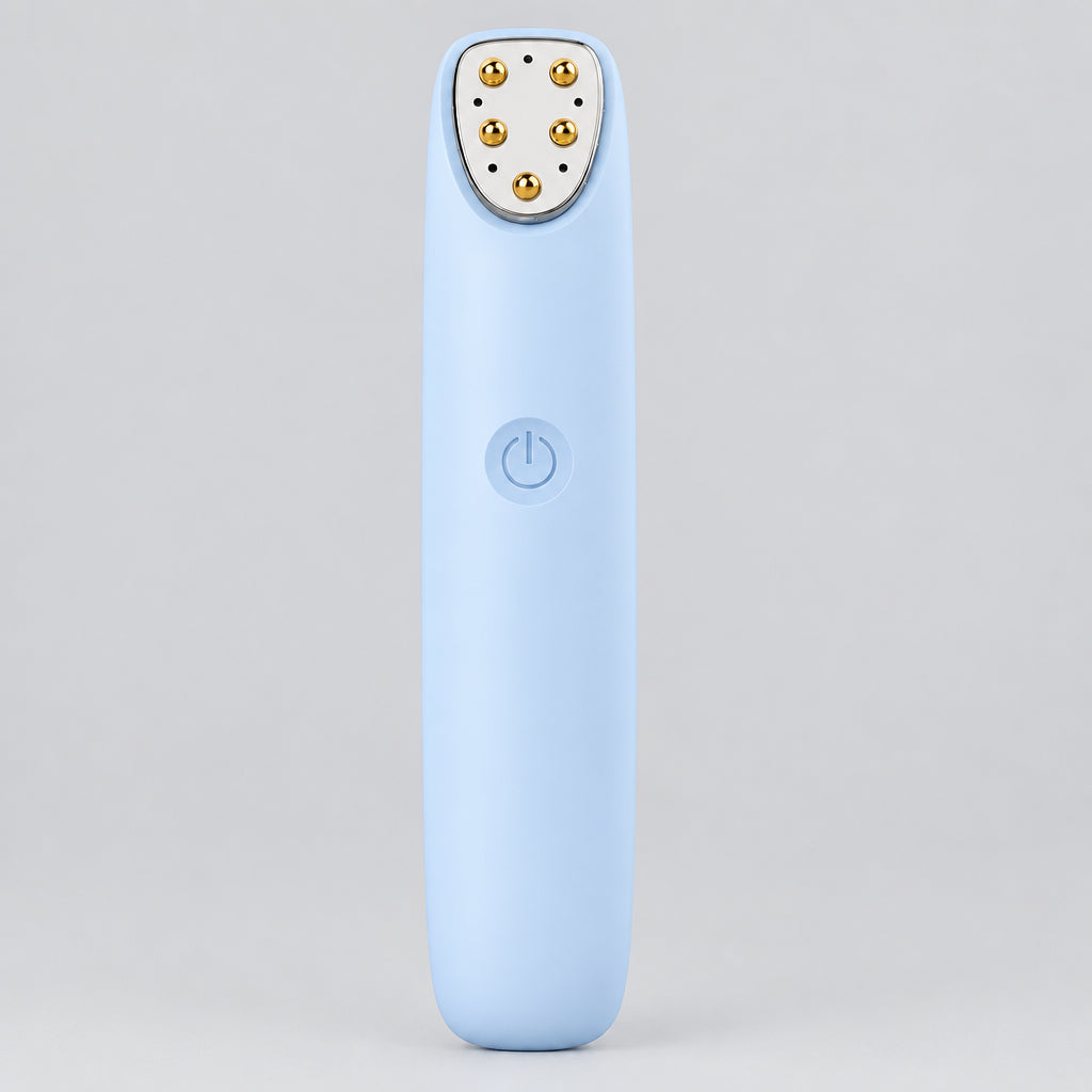 Radio Frequency (RF) Facial Massager Pen with EMS, Red Light, Heat and 3 Modes Blue