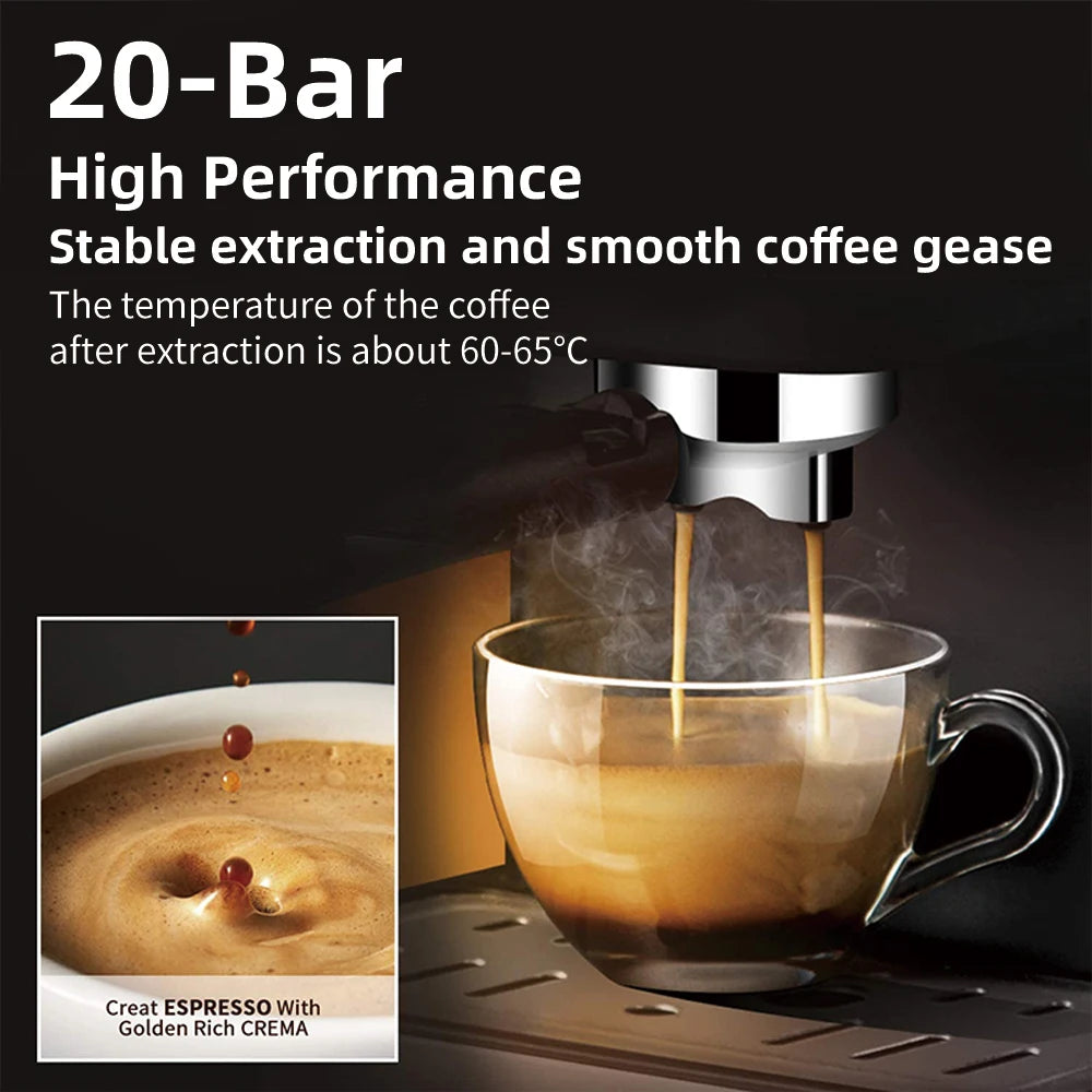 Espresso Machine with Steam Wand and 1.1 L Tank, Optional Separate Grinder