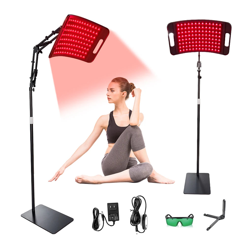 Red Light Therapy Panel | 660nm 850nm Near Infrared LED Lamp with Stand & Timer for Face & Body