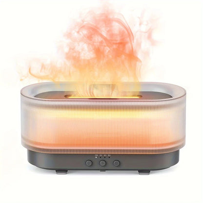 Flame Effect Essential Oil Diffuser 300ml | Ultrasonic Mist, LED Flames, 12H Runtime Charcoal