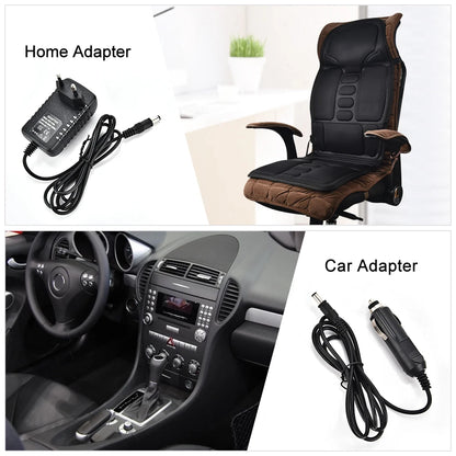 Full Body Vibration Massage Cushion with Heat | 7 Motors, 8 Modes, 3 Intensities & Home/Car Power Adapters