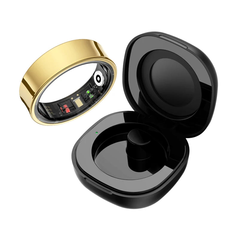 Smart Ring with Activity and Sleep Tracking and Charging Case Gold