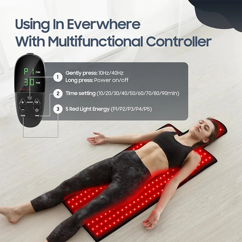 Red Light Therapy Mat | 660nm 850nm Infrared Light Therapy Pad for Pain Relief, Muscle Recovery & Skin Care