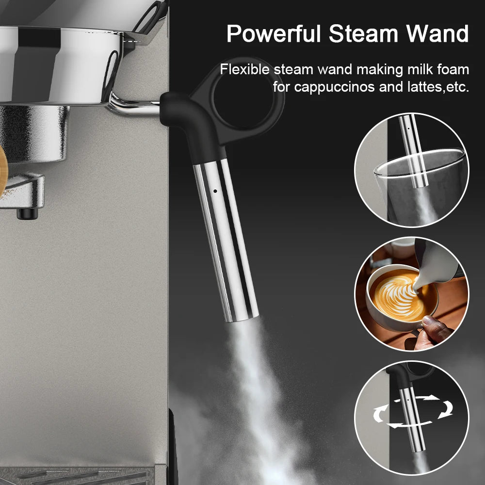 Espresso Machine with Steam Wand and 1.1 L Tank, Optional Separate Grinder