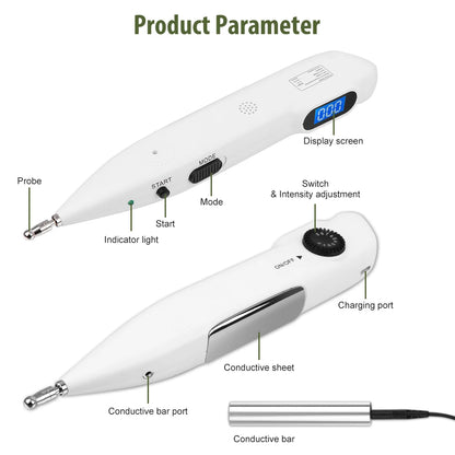 Electronic Acupuncture Pen with Auto Acupoint Detection | Needle-Free Pulse Stimulation, 9 Intensity Levels, 2 Probes & USB Rechargeable