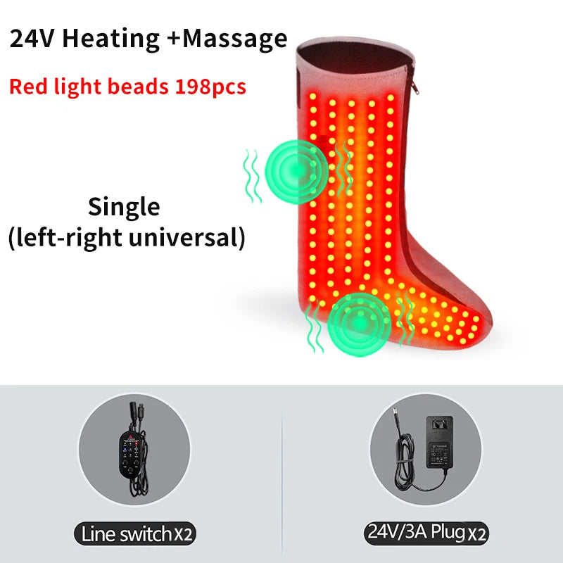 Heated Foot Wrap Boots with Red Light and Vibration | 3 Heat Levels, 3 Massage Modes, Adjustable Fit & Single or Pair Options