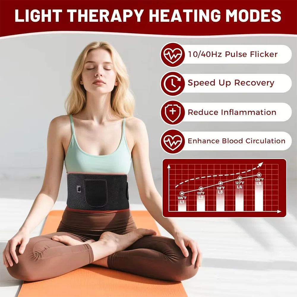 Red Light Therapy Belt | 660nm 850nm Infrared Light Therapy Wrap for Back, Waist, Shoulders & Joint Pain Relief