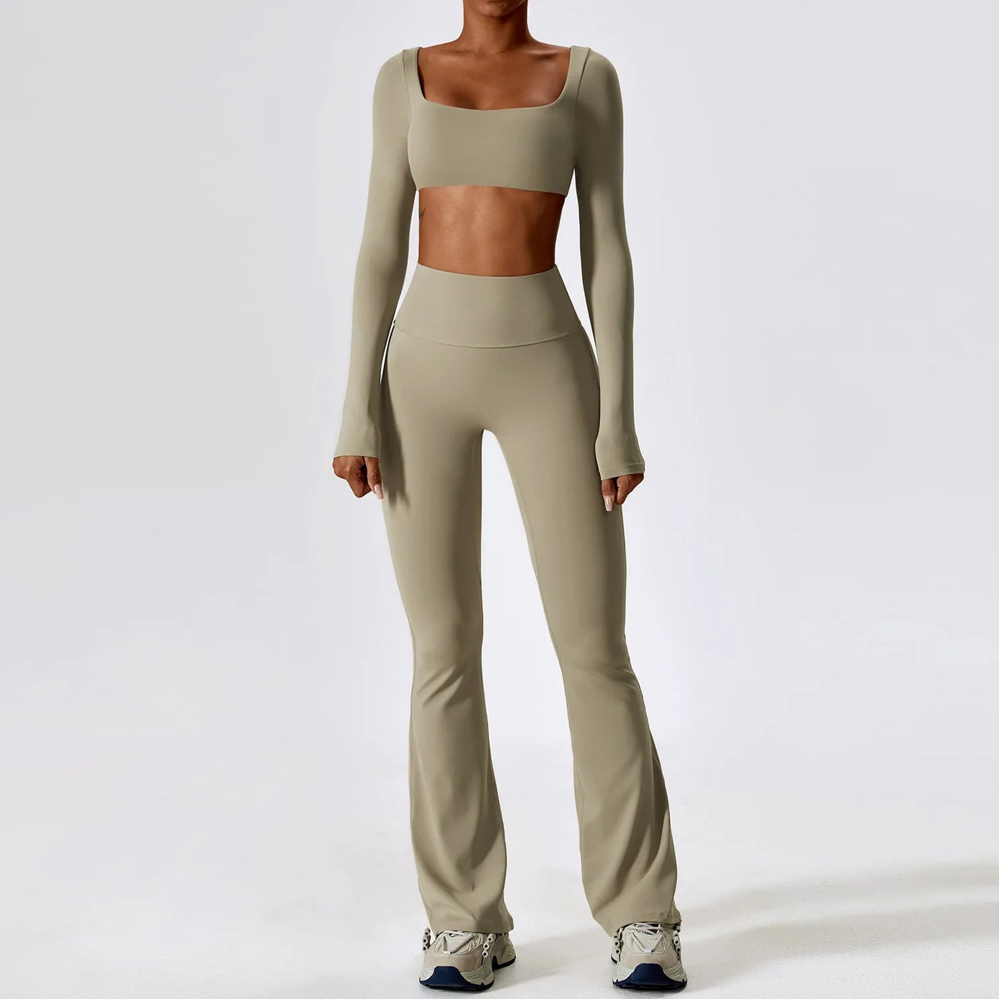 Seamless Yoga Set for Women | 2-Piece Sports Bra and Leggings Workout Outfit with Breathable Compression Fit Camel Brown Set-3