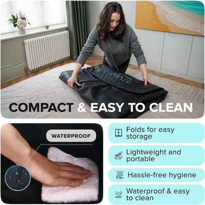 Infrared Sauna Blanket | Portable Far Infrared Sauna Blanket with 6 Heat Levels, Arm Zippers & Auto Shut-Off