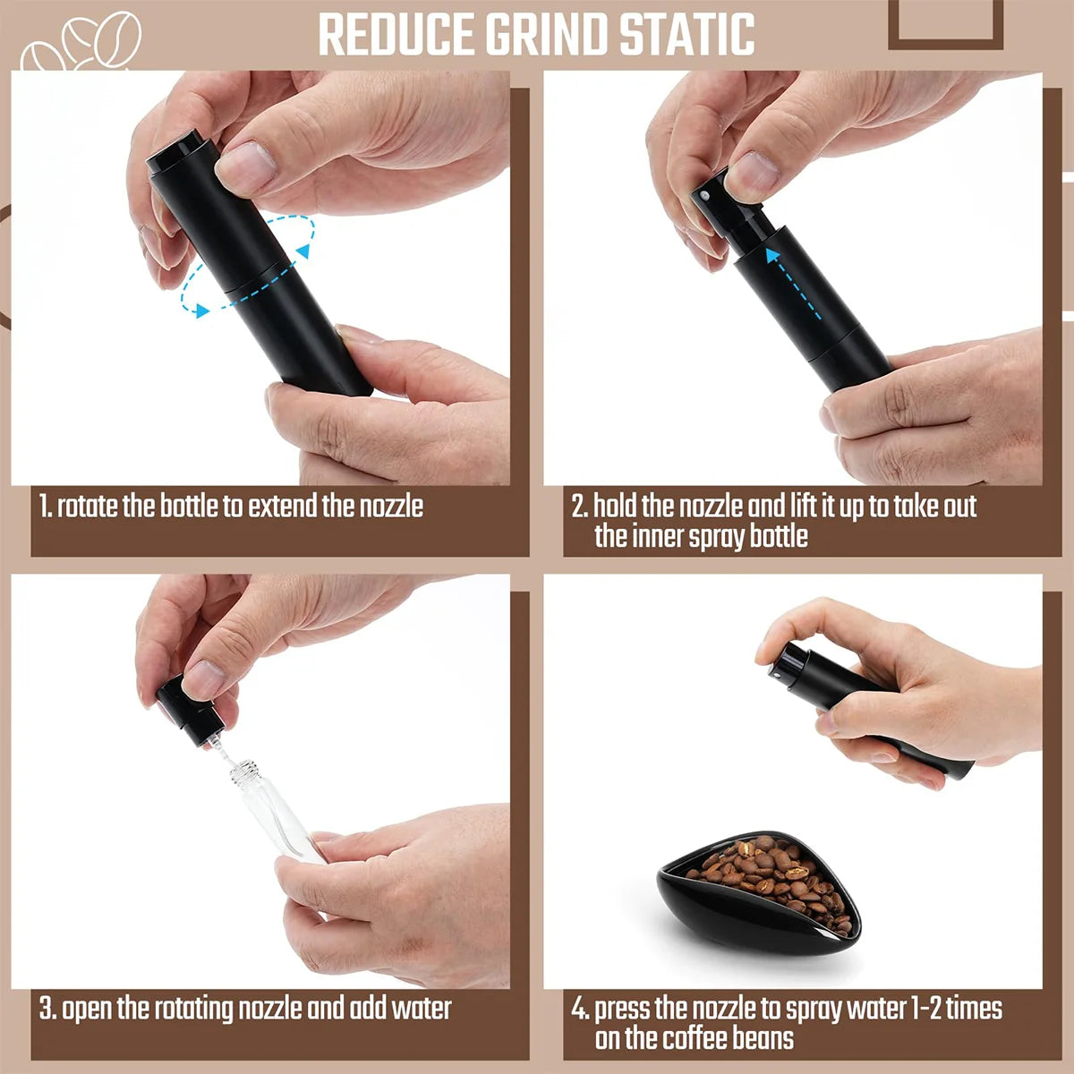 Coffee Bean Dosing Cup Set, Ceramic Bowl with WDT Tool and 10 ml Spray Bottle
