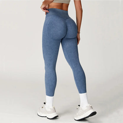 Seamless Yoga Leggings for Women | High Waisted Ribbed Workout Leggings with Stretch Compression Fit
