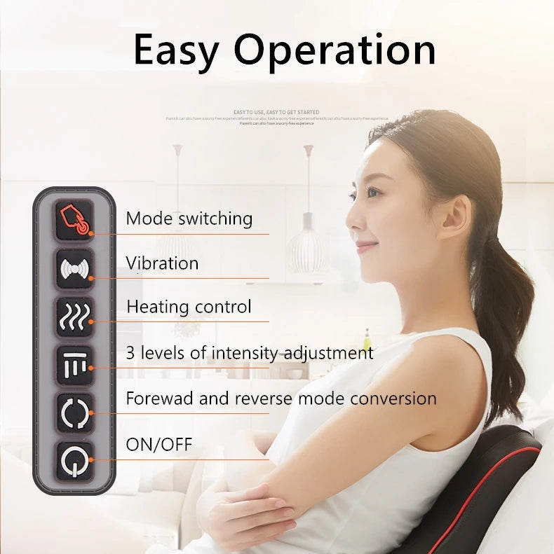 Shiatsu Massage Pillow for Neck and Back with Heat, 16 Nodes and 3 Intensities