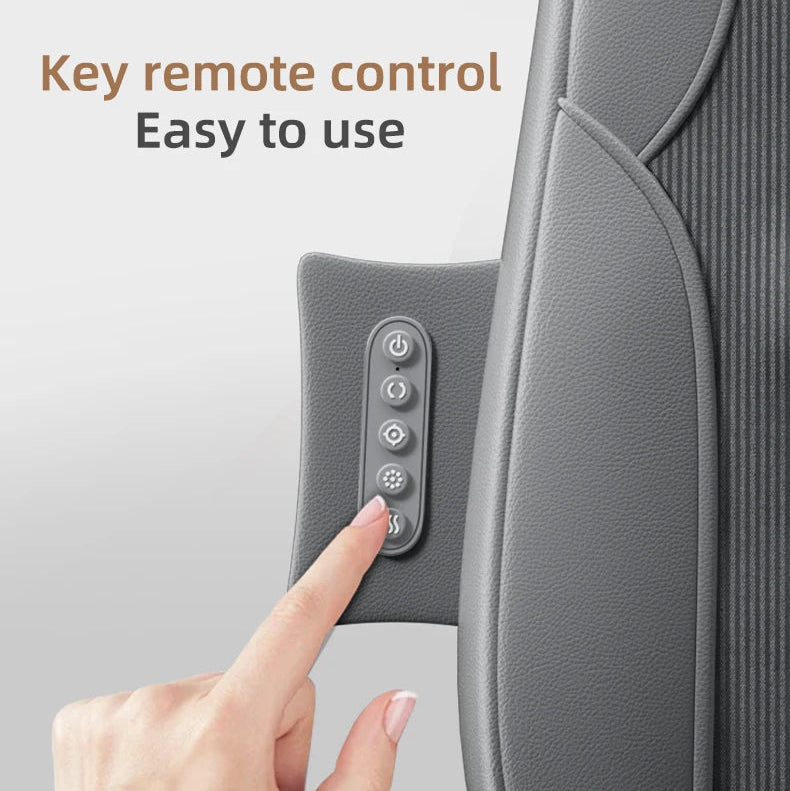 Massage Seat Cushion with Heat and Vibration | Dual-Rail Full Back Massager with 3 Modes, Spot Control & Home/Car Adapters