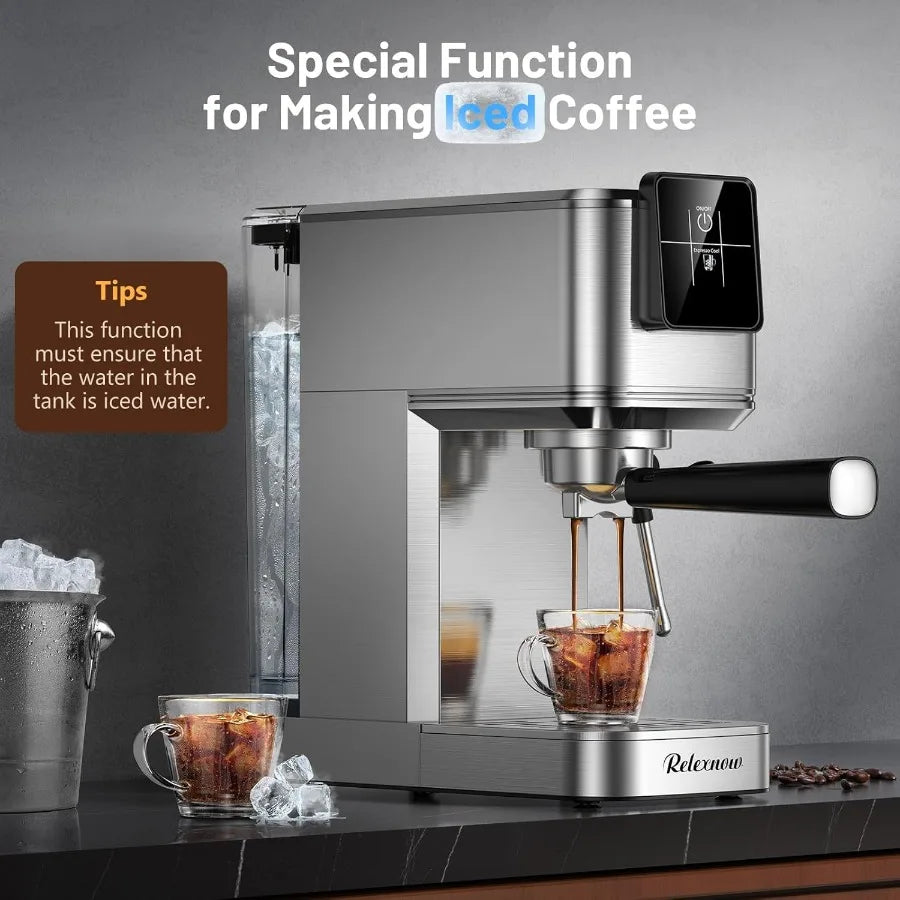 Espresso Machine with Touch Controls, Steam Wand and Iced-Coffee Setting